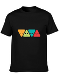 Funny Triangle Faces Graphic Black T-Shirt