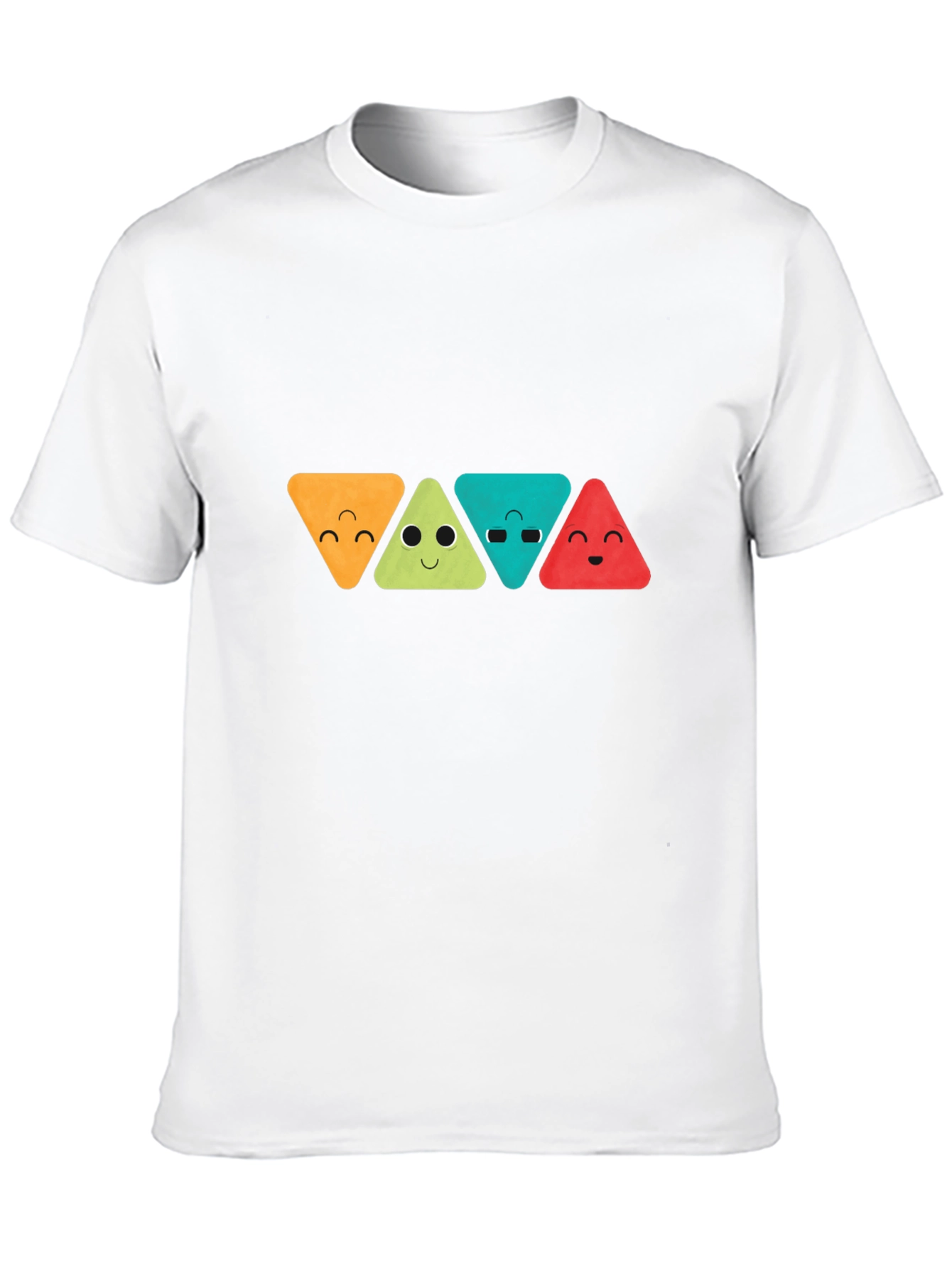 Funny Triangle Faces Graphic Black T-Shirt