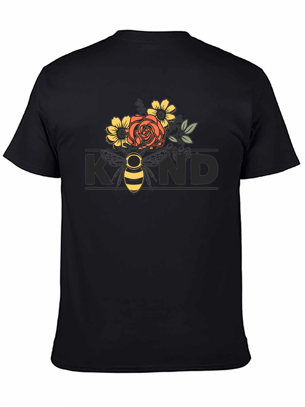 Floral Bee Kind T-Shirt - Black