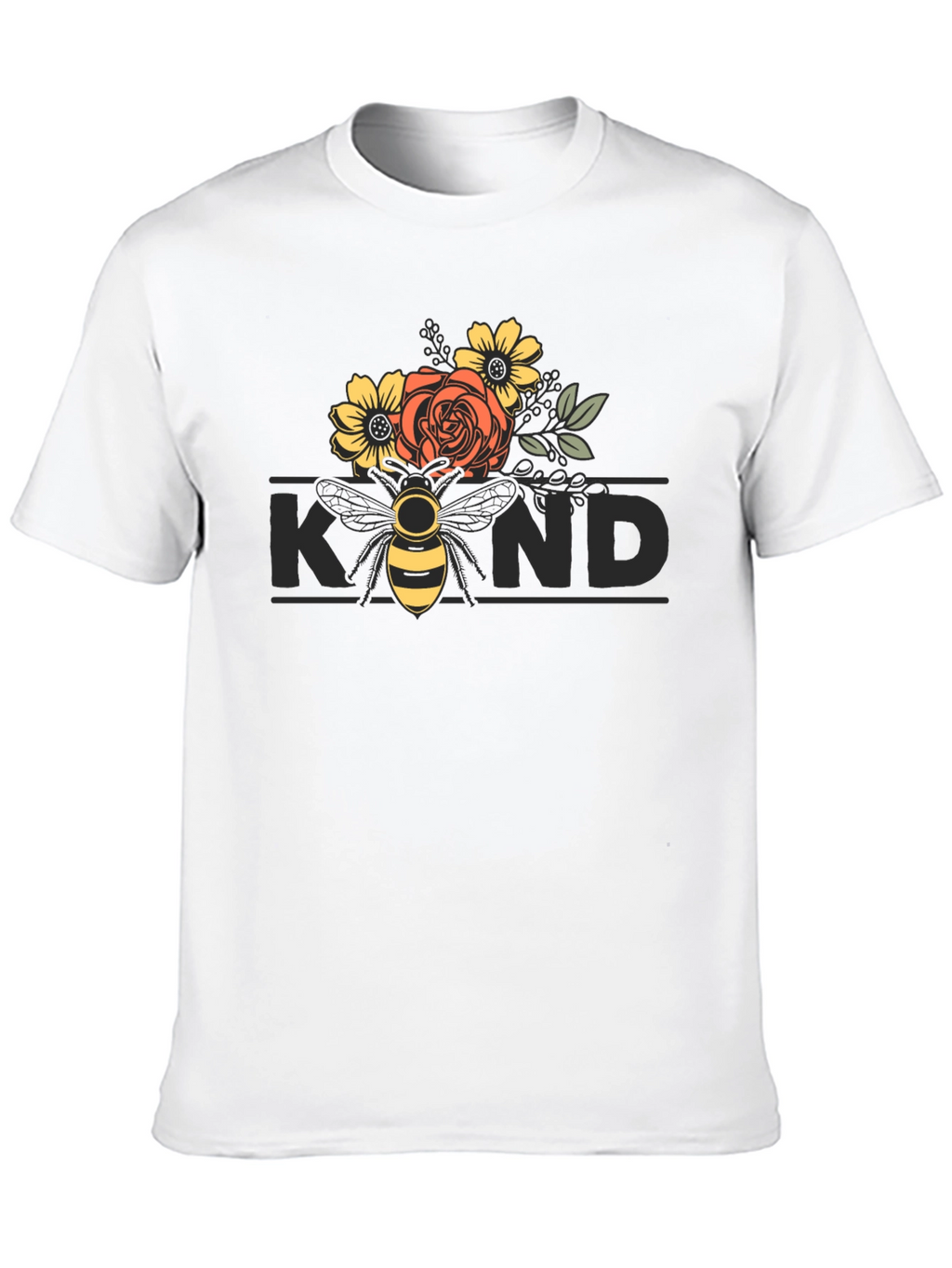 Floral Bee Kind T-Shirt - Black