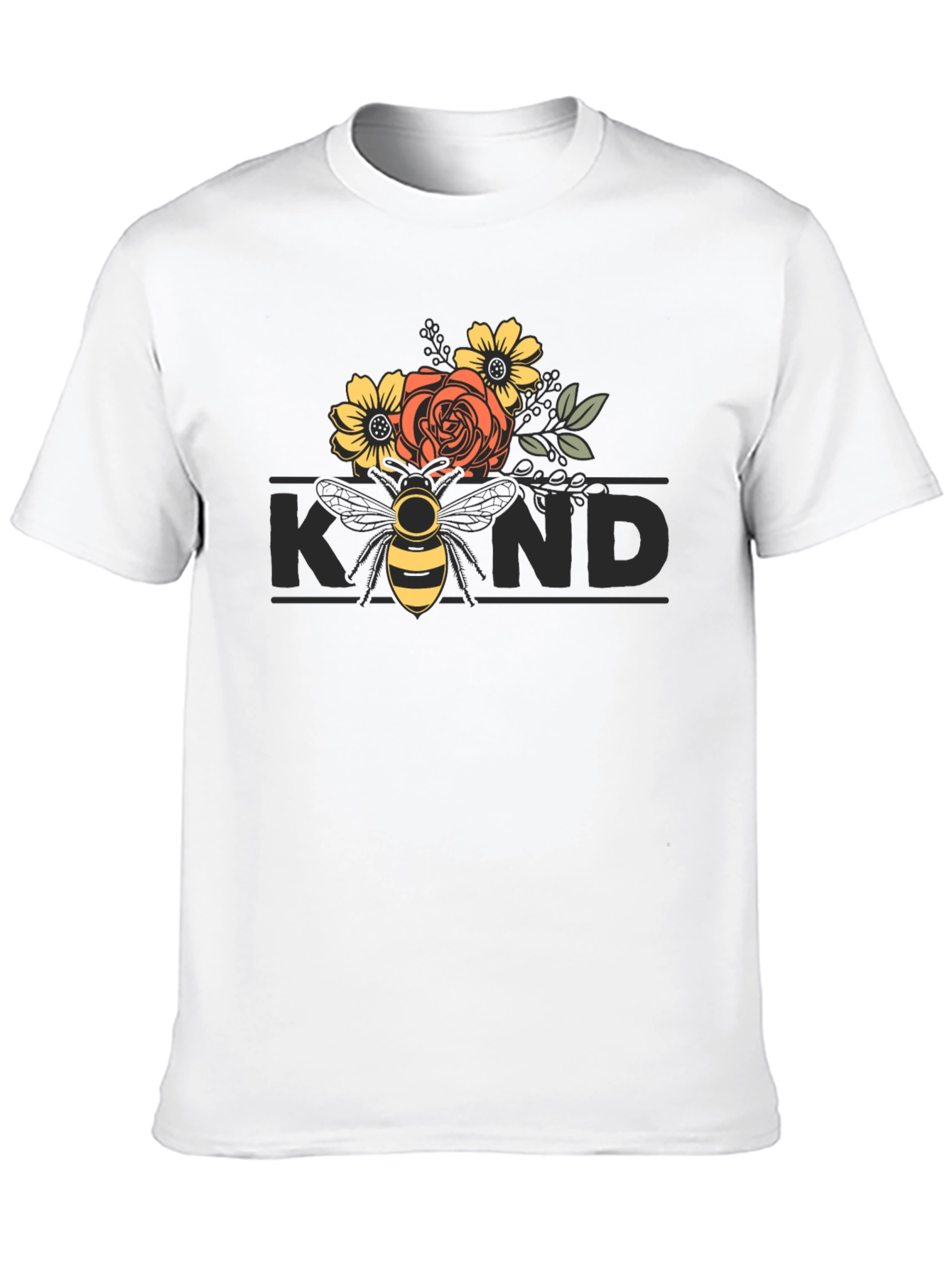 Floral Bee Kind T-Shirt - Black