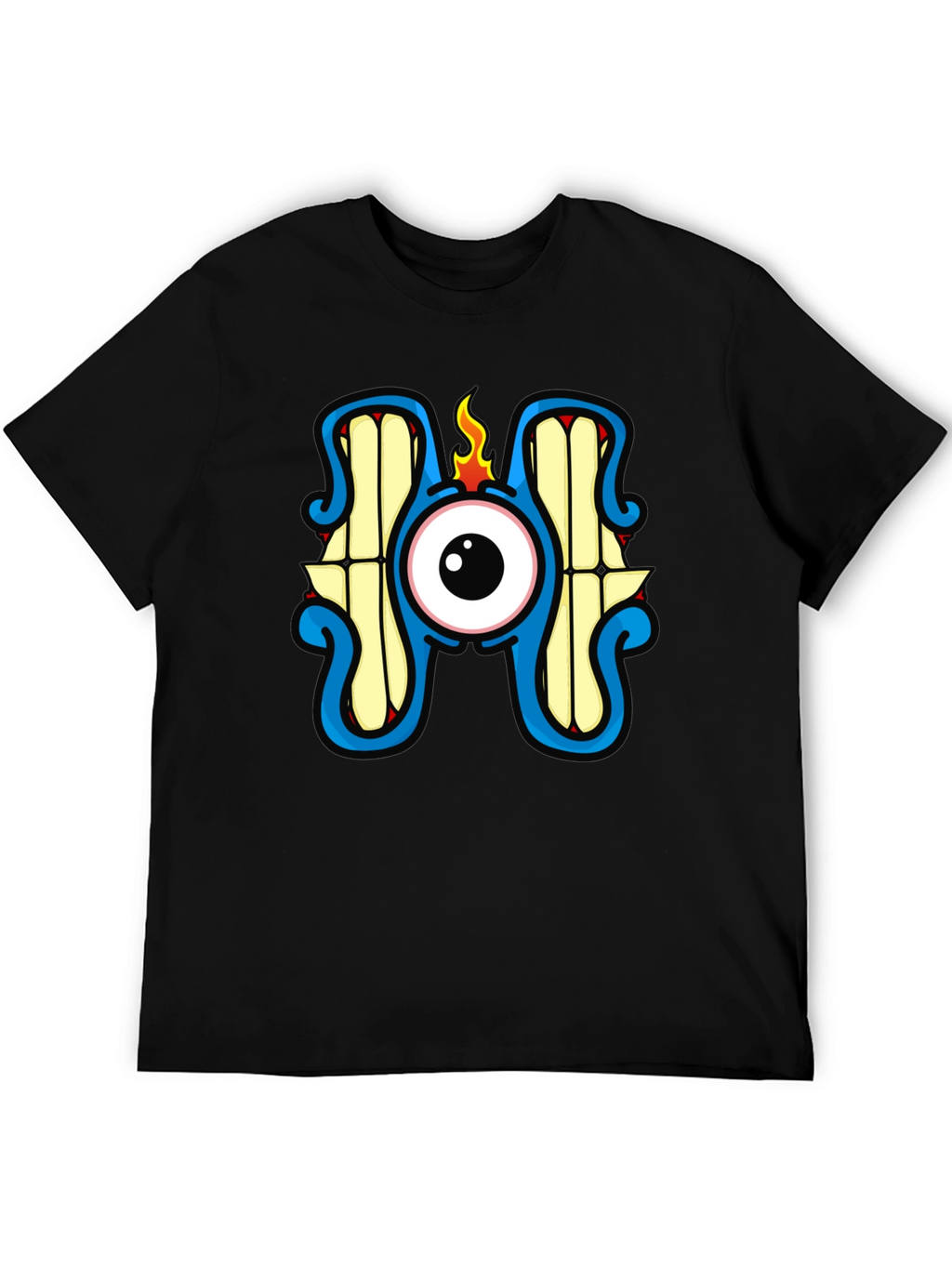 Monster Eye Graphic Tee - Black Crew Neck
