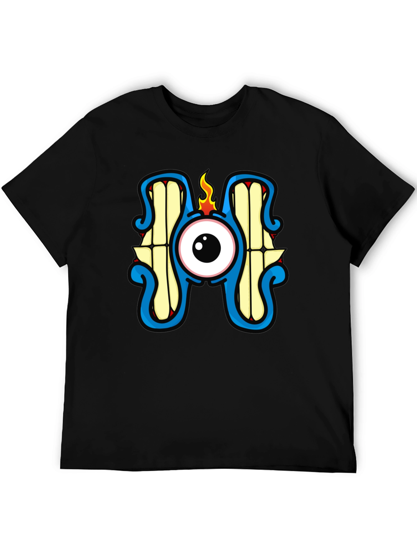 Monster Eye Graphic Tee - Black Crew Neck