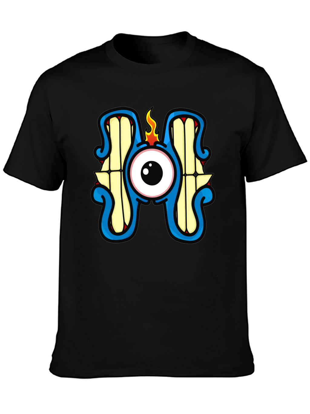 Monster Eye Graphic Tee - Black Crew Neck