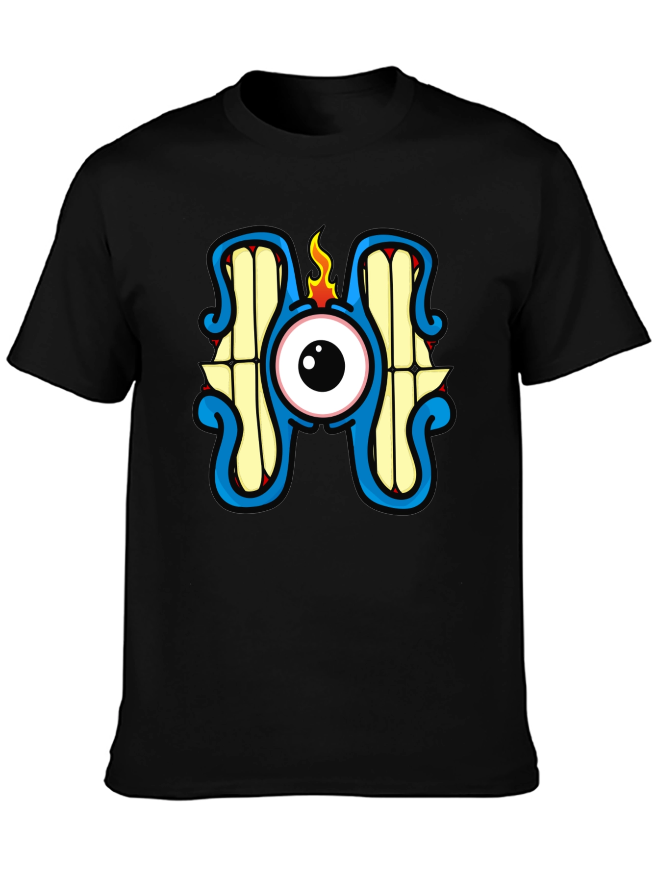 Monster Eye Graphic Tee - Black Crew Neck