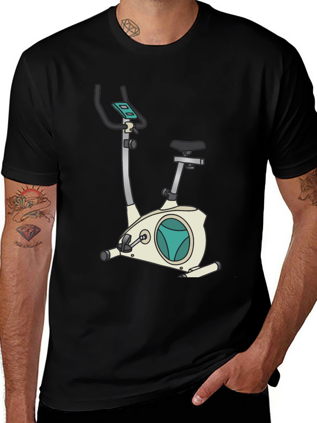 Exercise Bike Graphic Tee - Fitness Fanatic Shirt