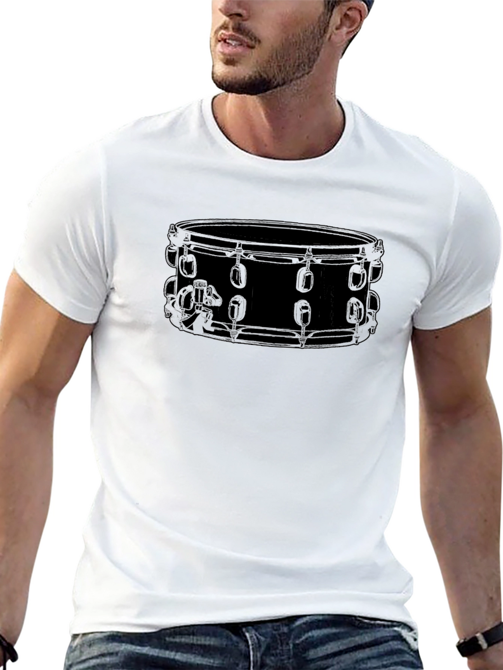 Drum Outline Graphic Tee - Black T-Shirt