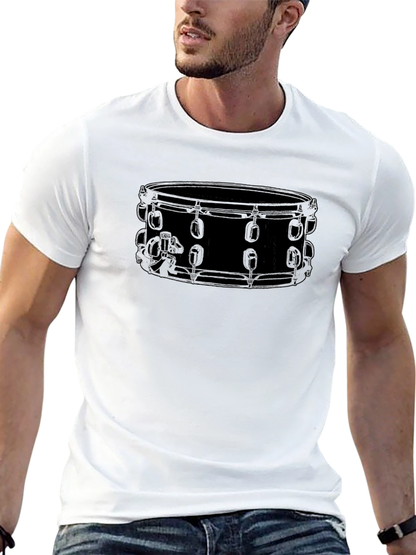 Drum Outline Graphic Tee - Black T-Shirt