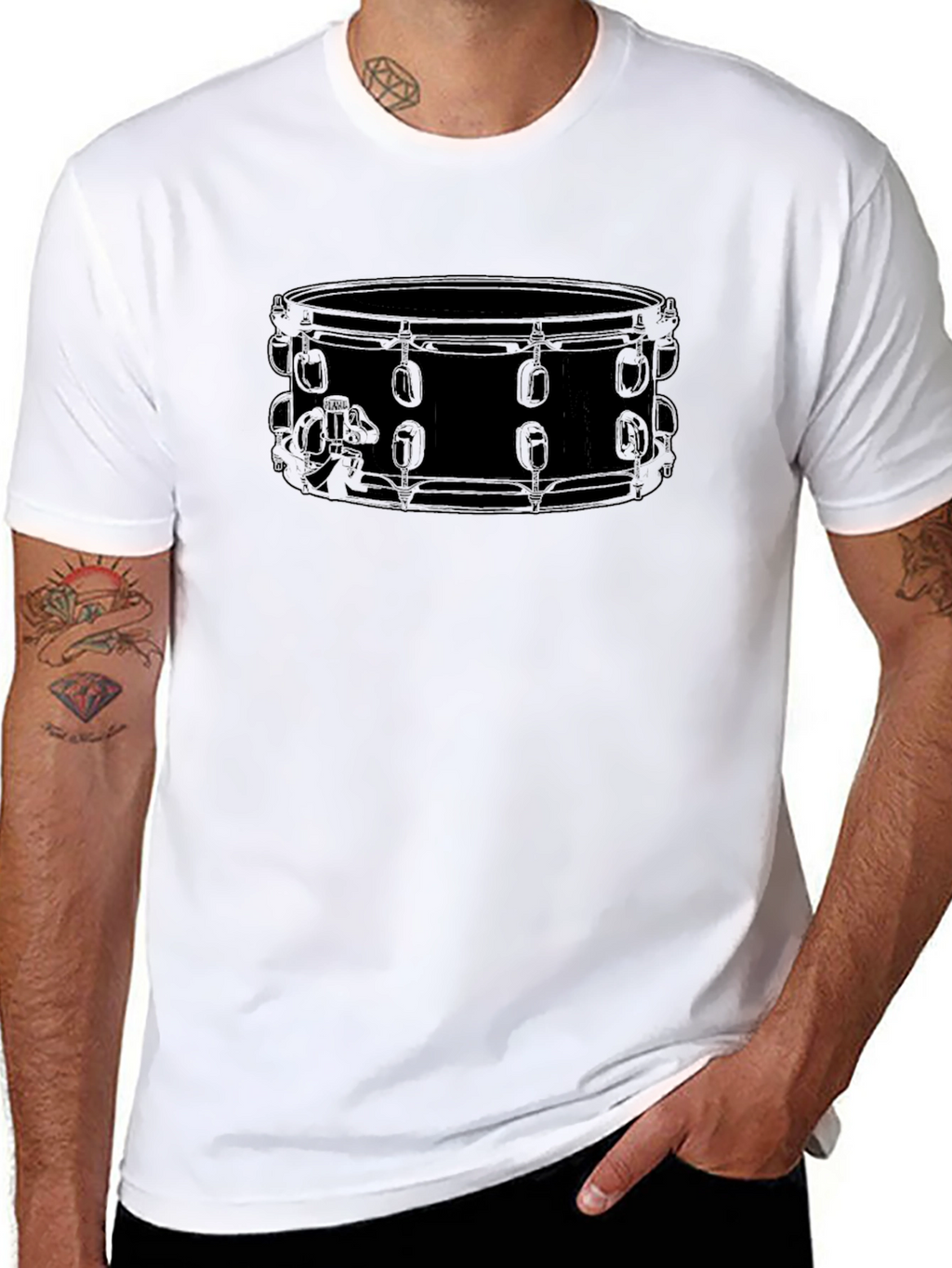 Drum Outline Graphic Tee - Black T-Shirt