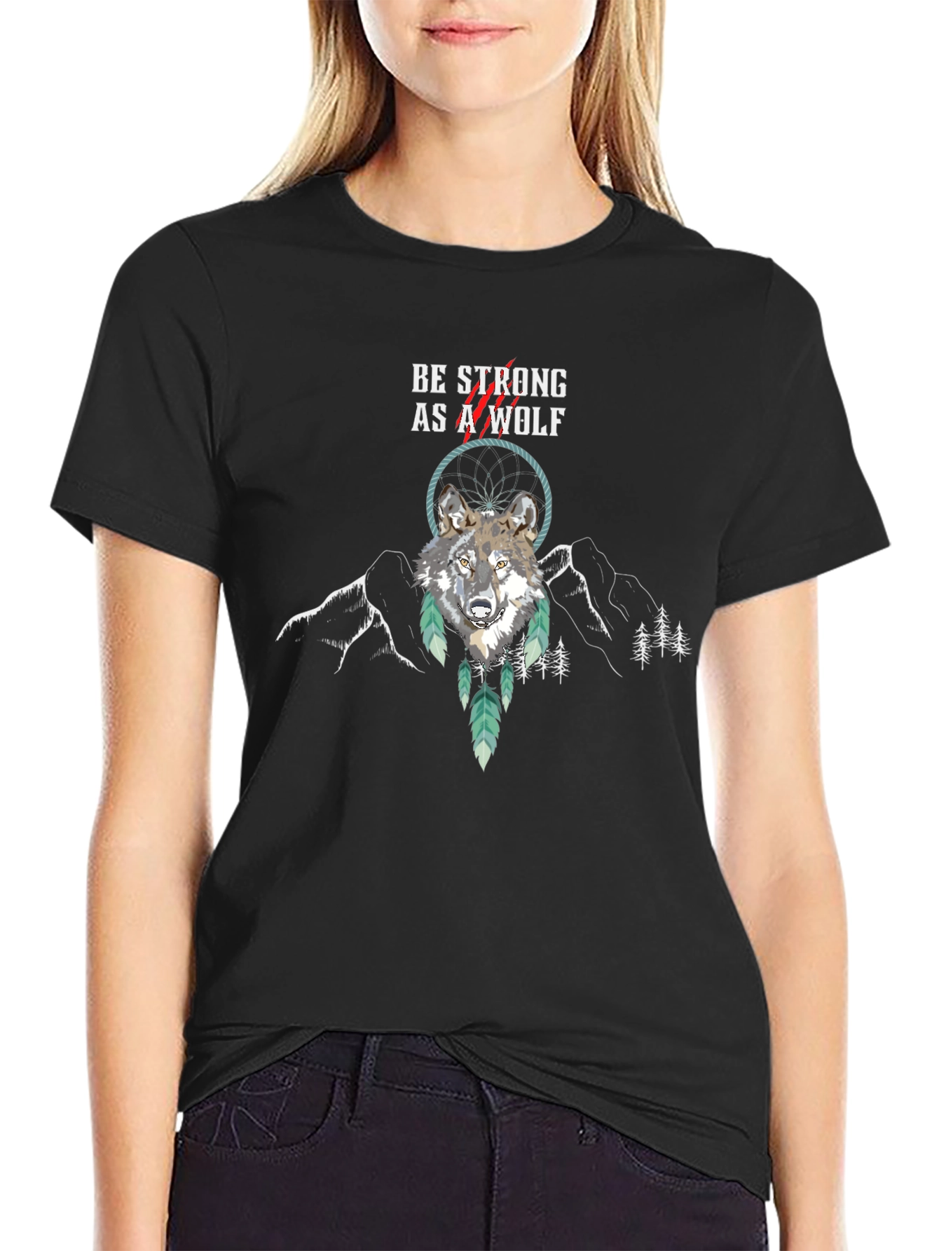 Be Strong Wolf Graphic Tee