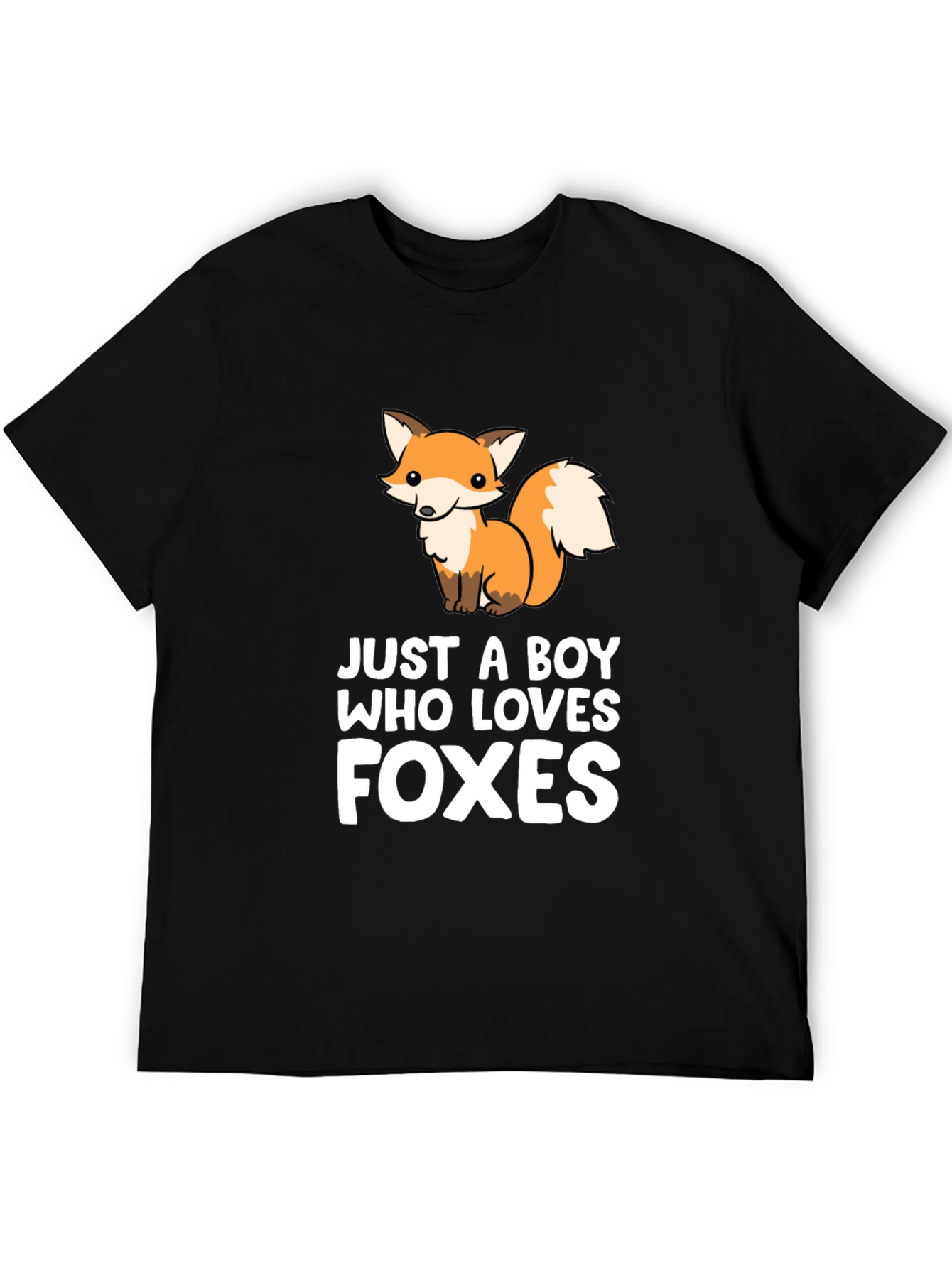 Boys Fox Lover Graphic Tee - Soft Cotton Black T-Shirt