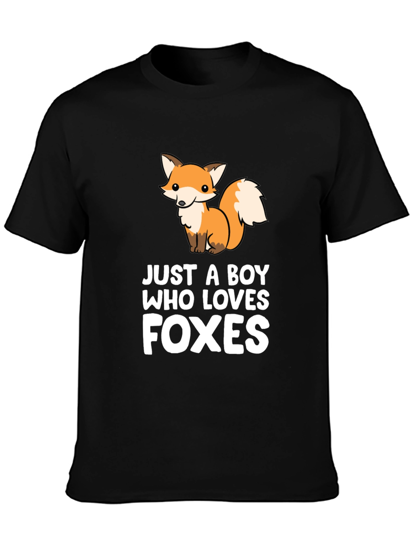 Boys Fox Lover Graphic Tee - Soft Cotton Black T-Shirt