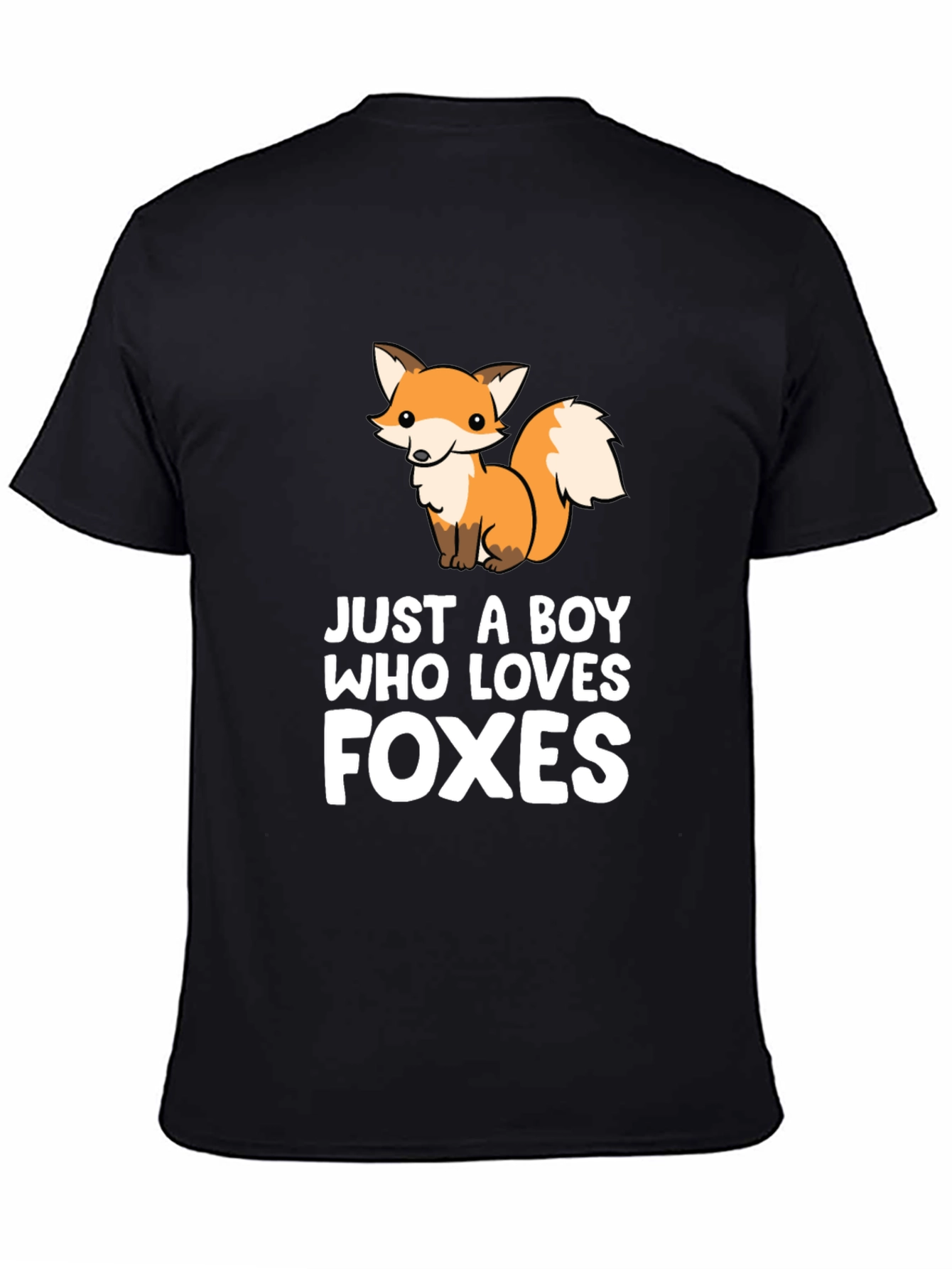 Boys Fox Lover Graphic Tee - Soft Cotton Black T-Shirt