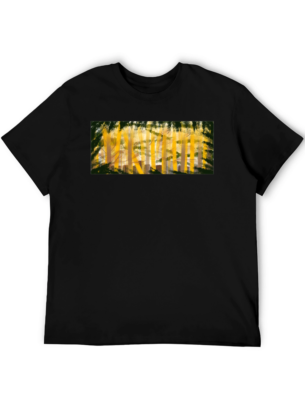 Abstract Forest Print Black T-Shirt