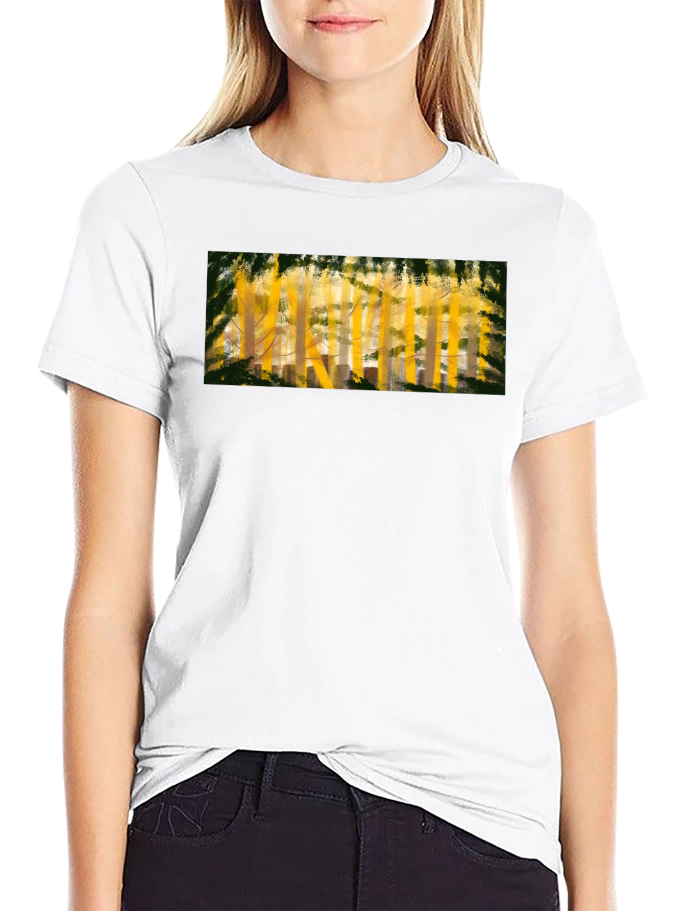 Abstract Forest Print Black T-Shirt