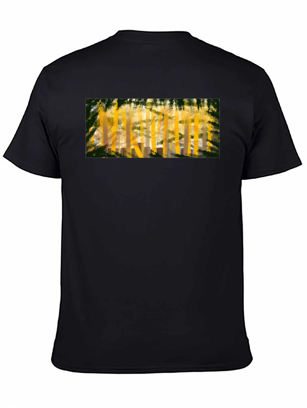 Abstract Forest Print Black T-Shirt