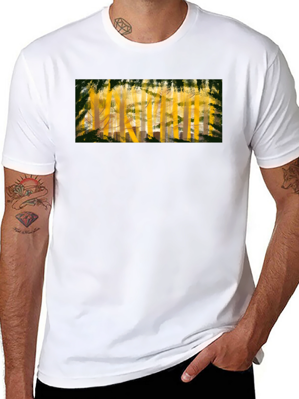 Abstract Forest Print Black T-Shirt