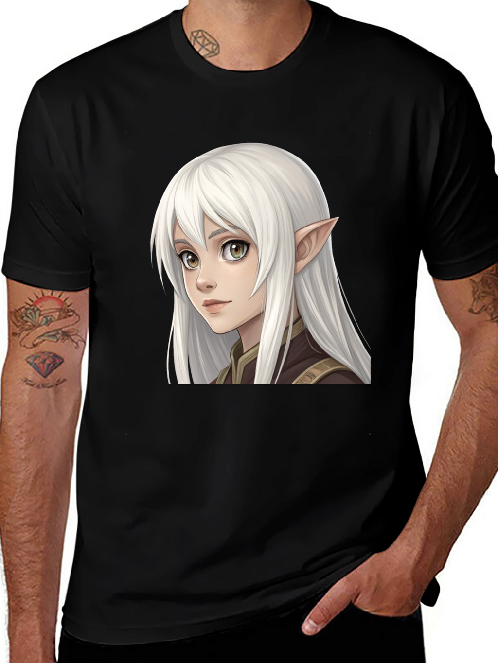 Elf Character Graphic Tee - Unisex Black T-Shirt