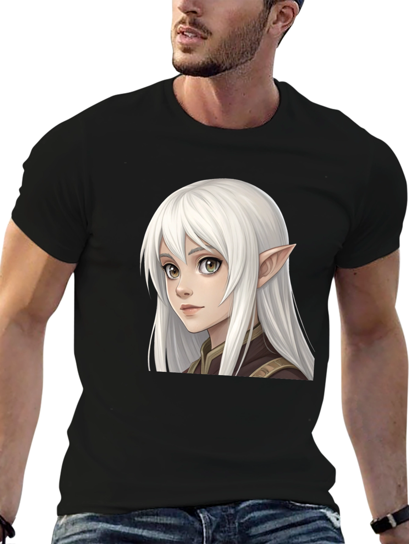 Elf Character Graphic Tee - Unisex Black T-Shirt