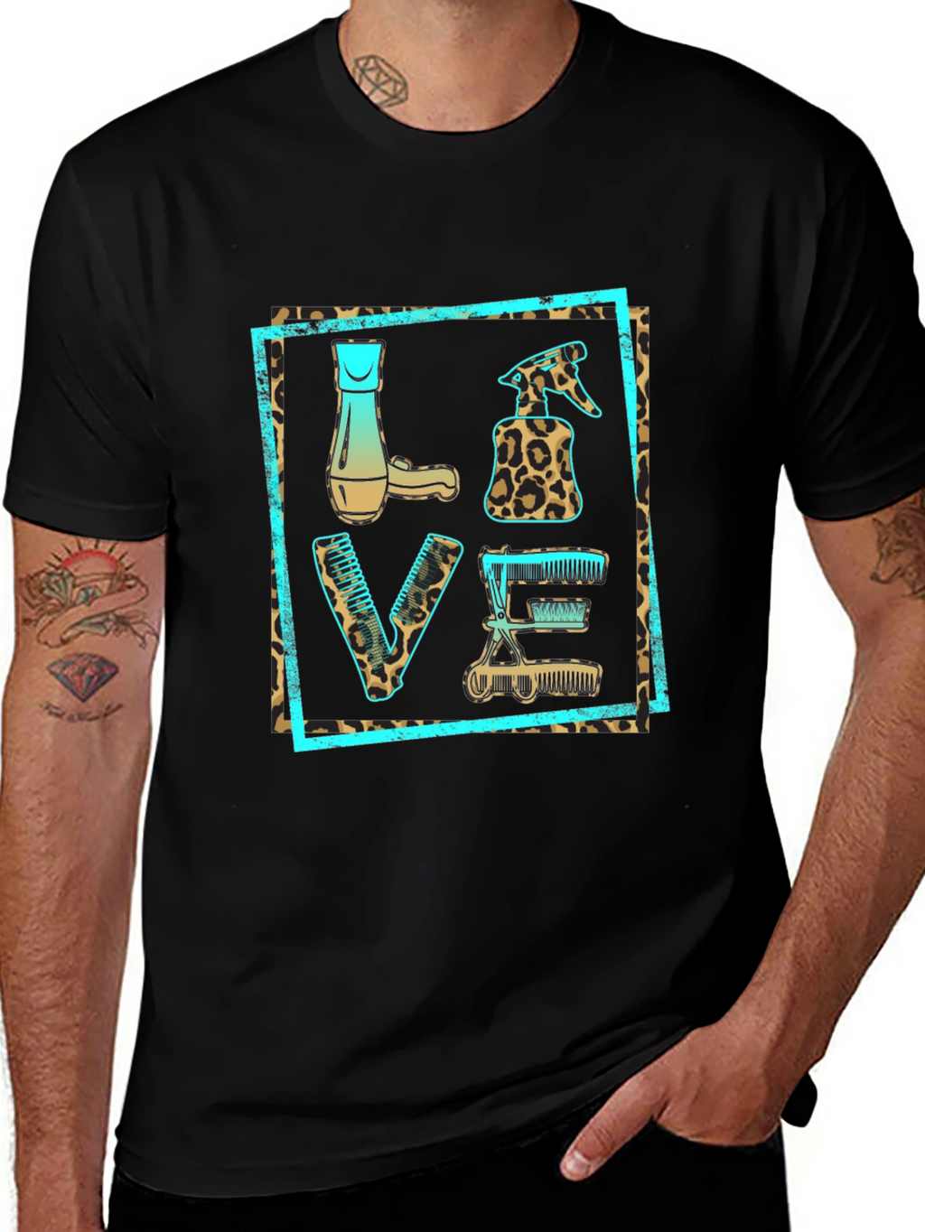 Barber LOVE Leopard Print Tee