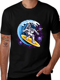 Astronaut Surfing Wave Graphic T-Shirt