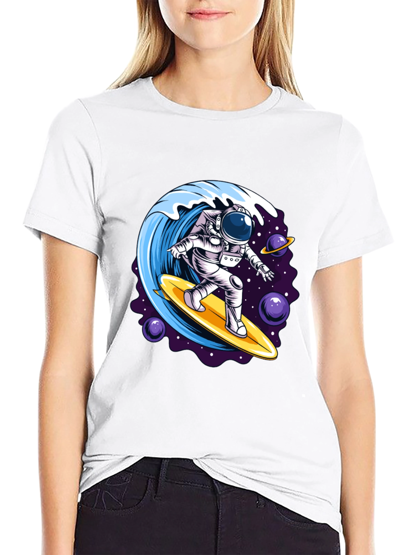 Astronaut Surfing Wave Graphic T-Shirt