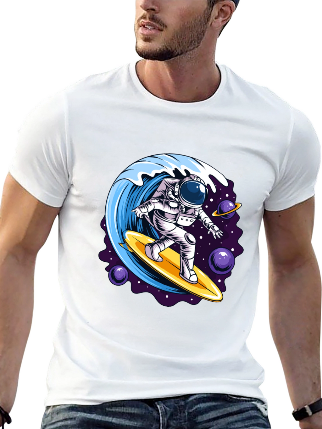 Astronaut Surfing Wave Graphic T-Shirt