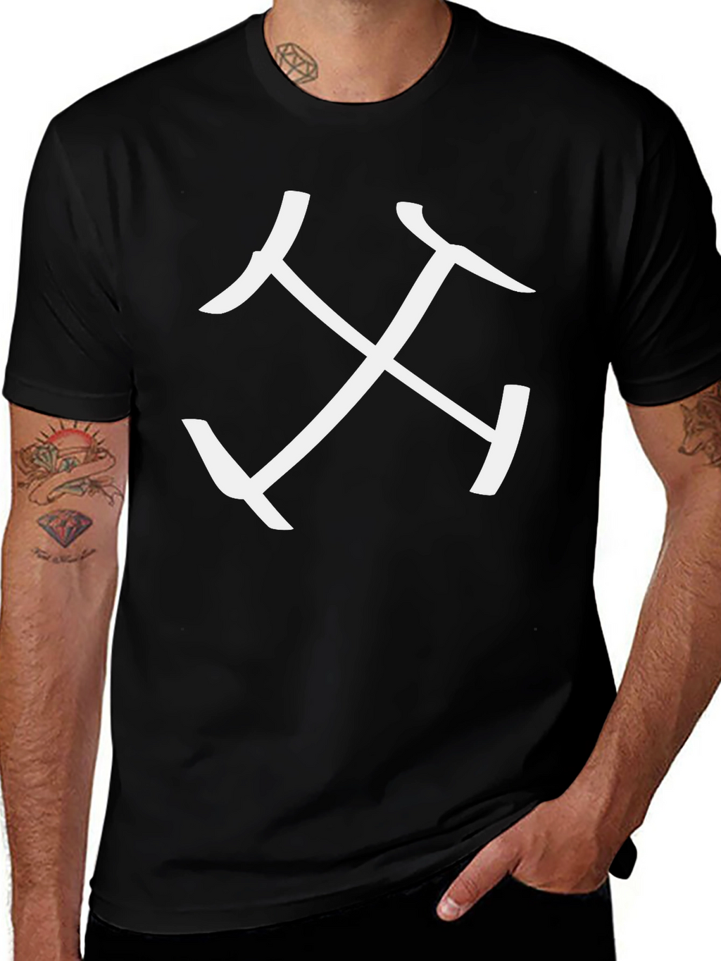 Stylish Black T-Shirt with Abstract White Graphic