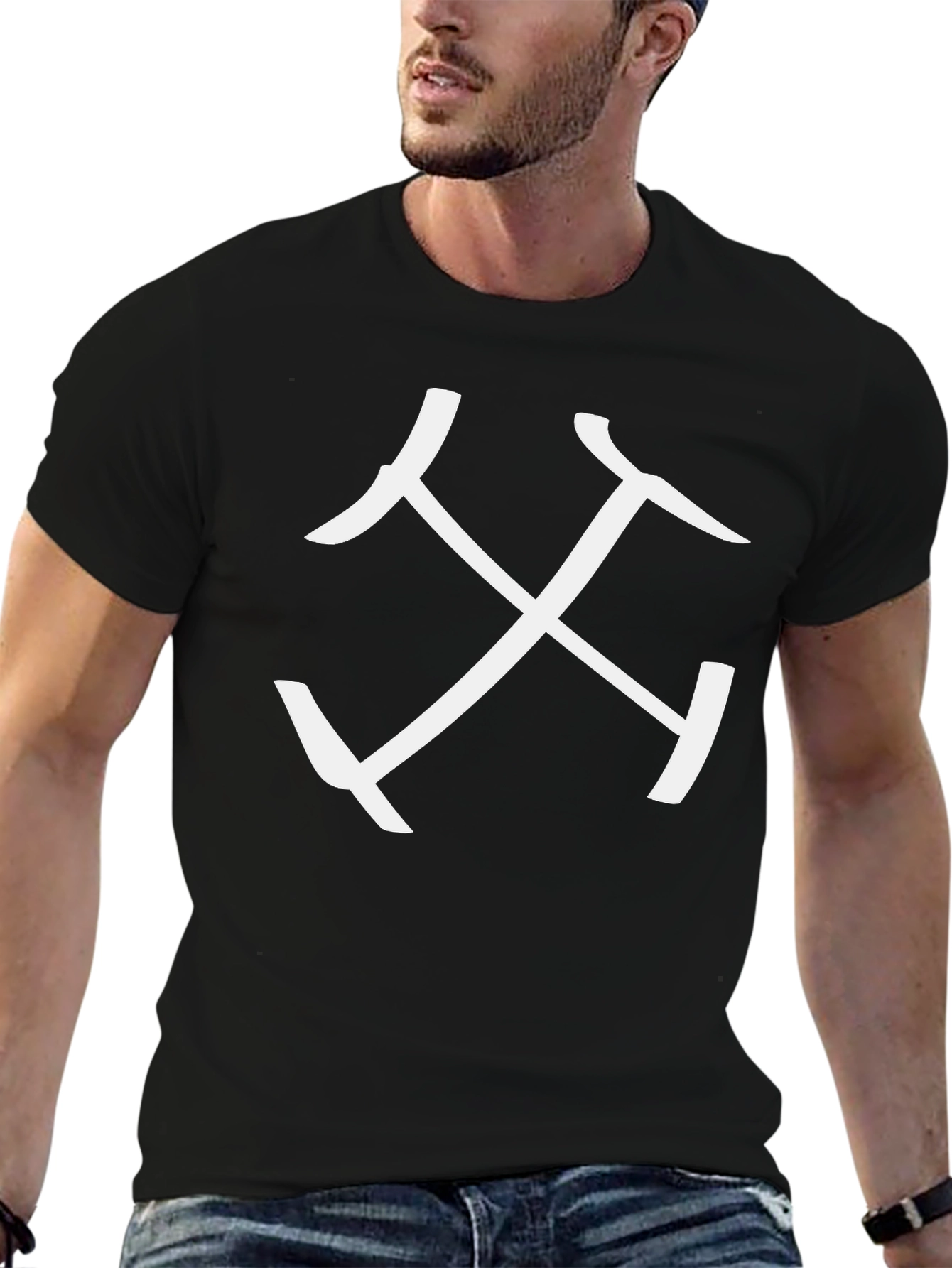 Stylish Black T-Shirt with Abstract White Graphic