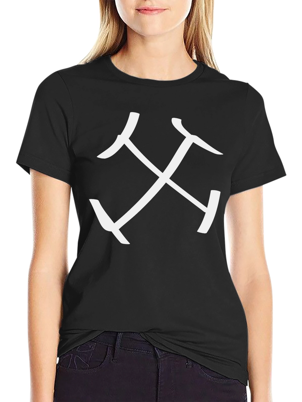 Stylish Black T-Shirt with Abstract White Graphic