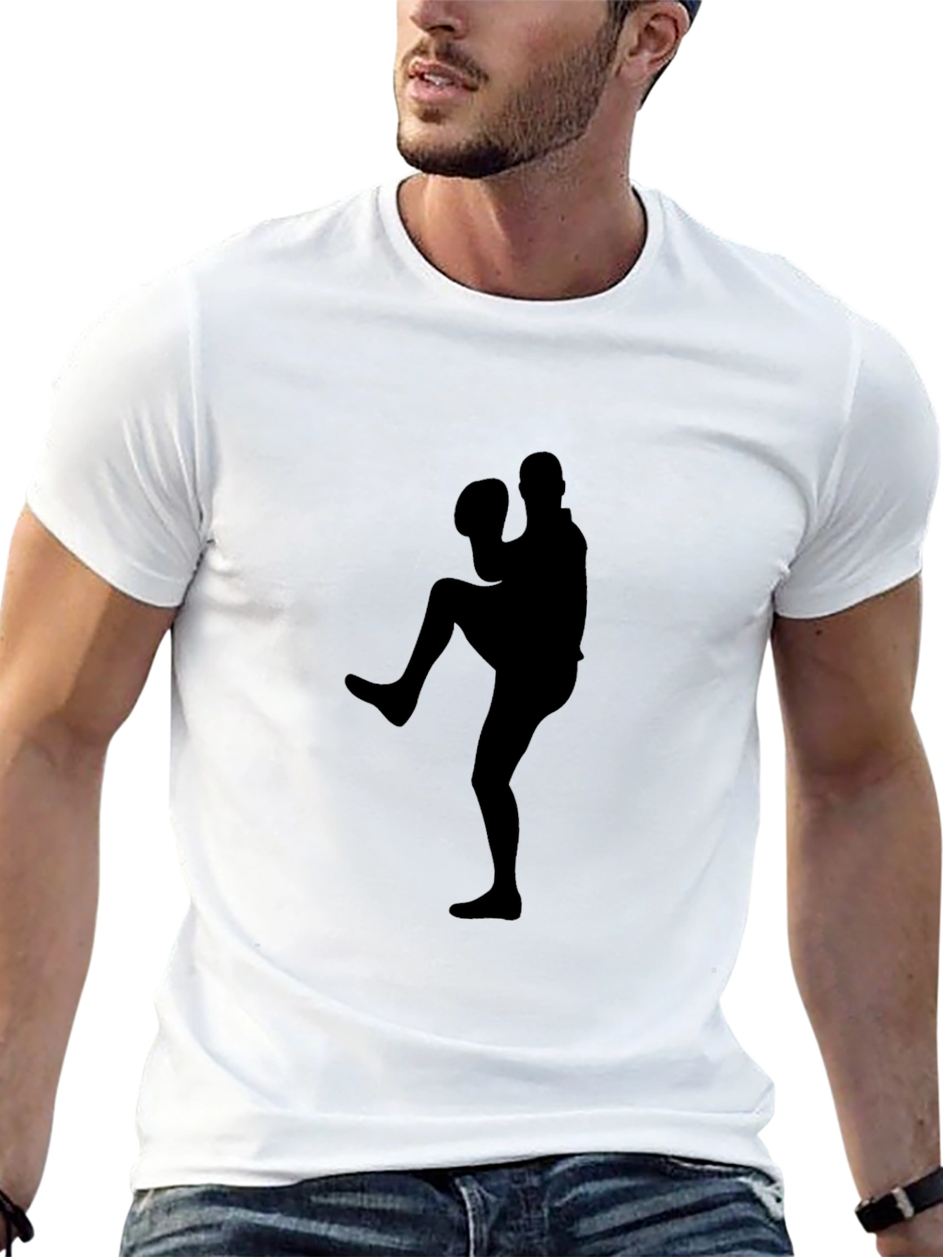 Baseball Pitcher Silhouette Black Graphic Tee