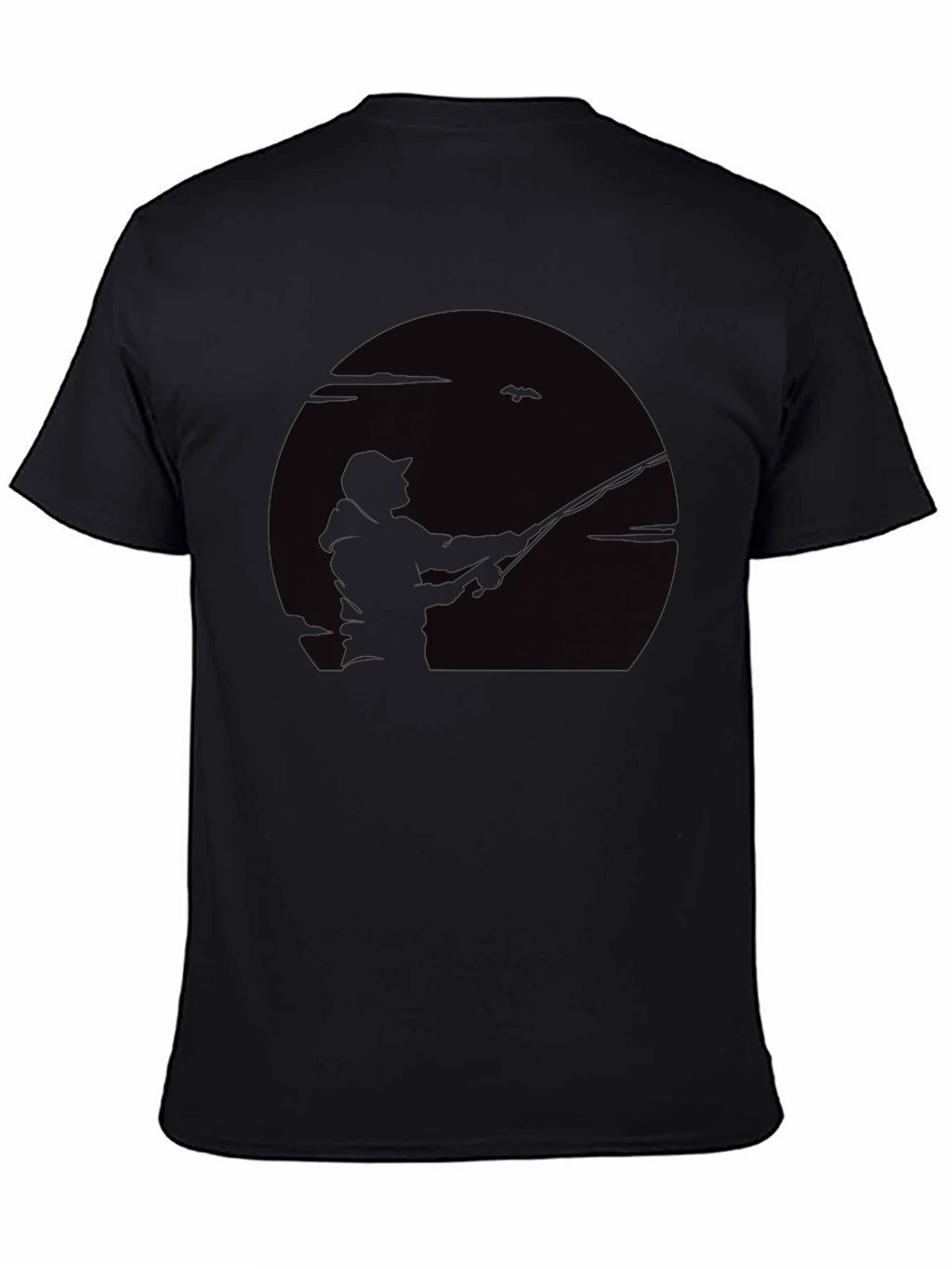 Fisherman Silhouette Graphic Tee - Black