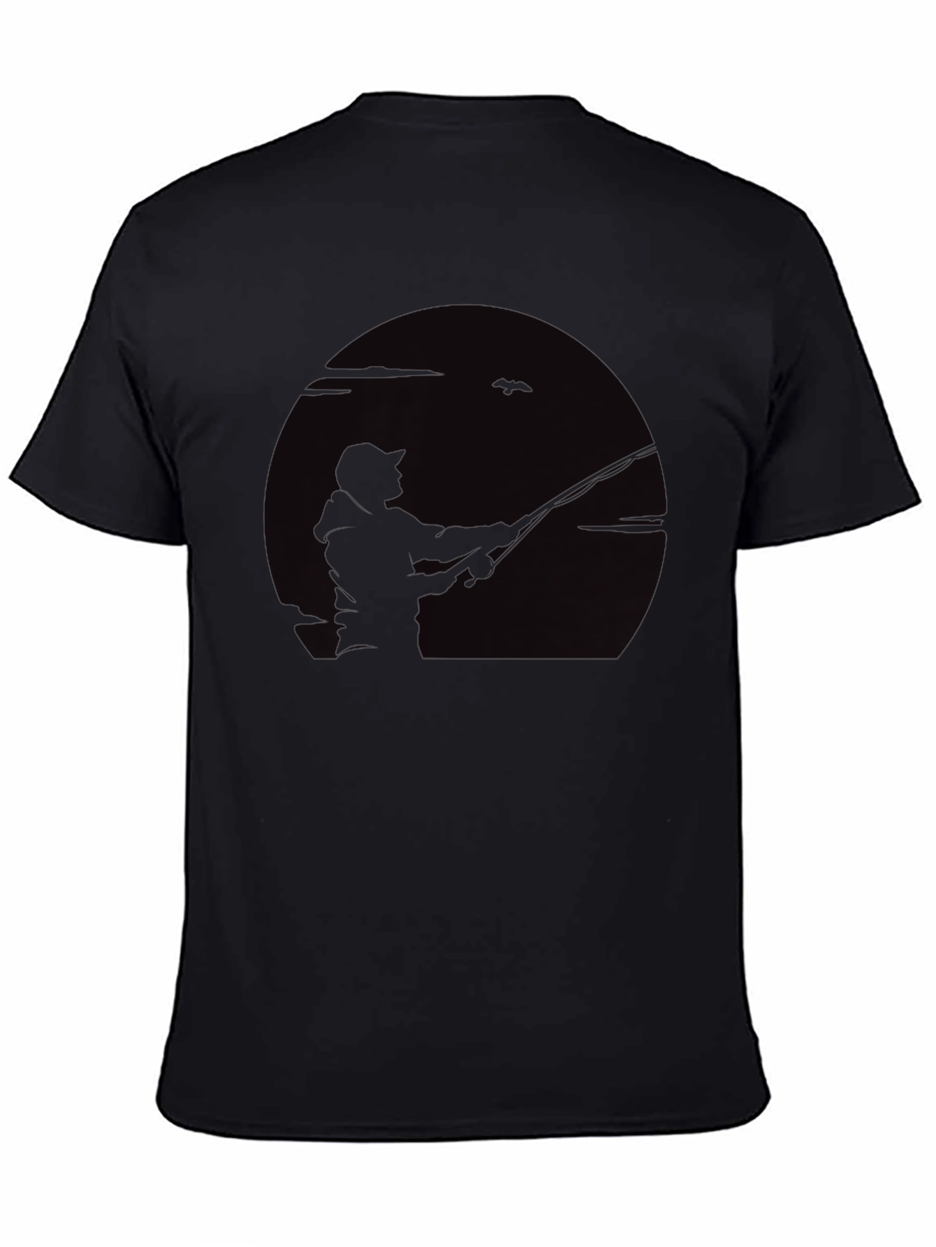 Fisherman Silhouette Graphic Tee - Black