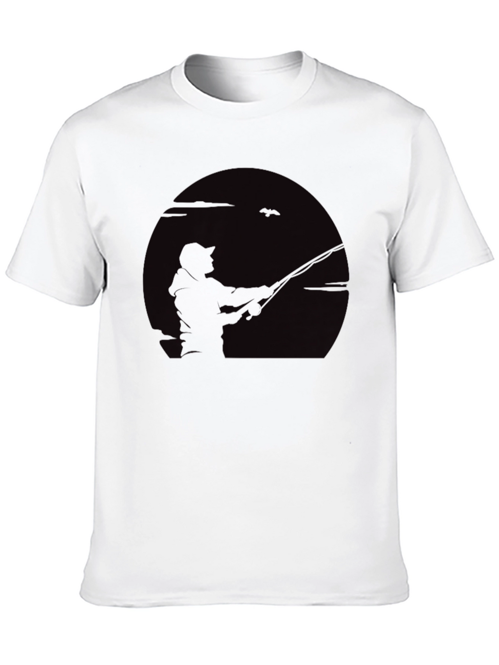 Fisherman Silhouette Graphic Tee - Black