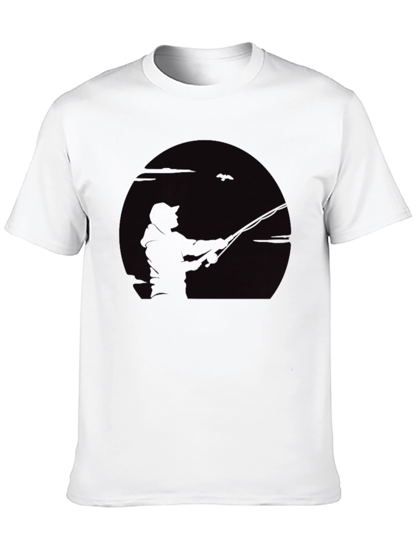 Fisherman Silhouette Graphic Tee - Black