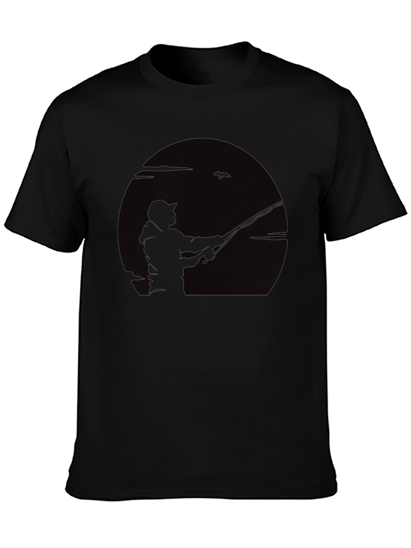 Fisherman Silhouette Graphic Tee - Black