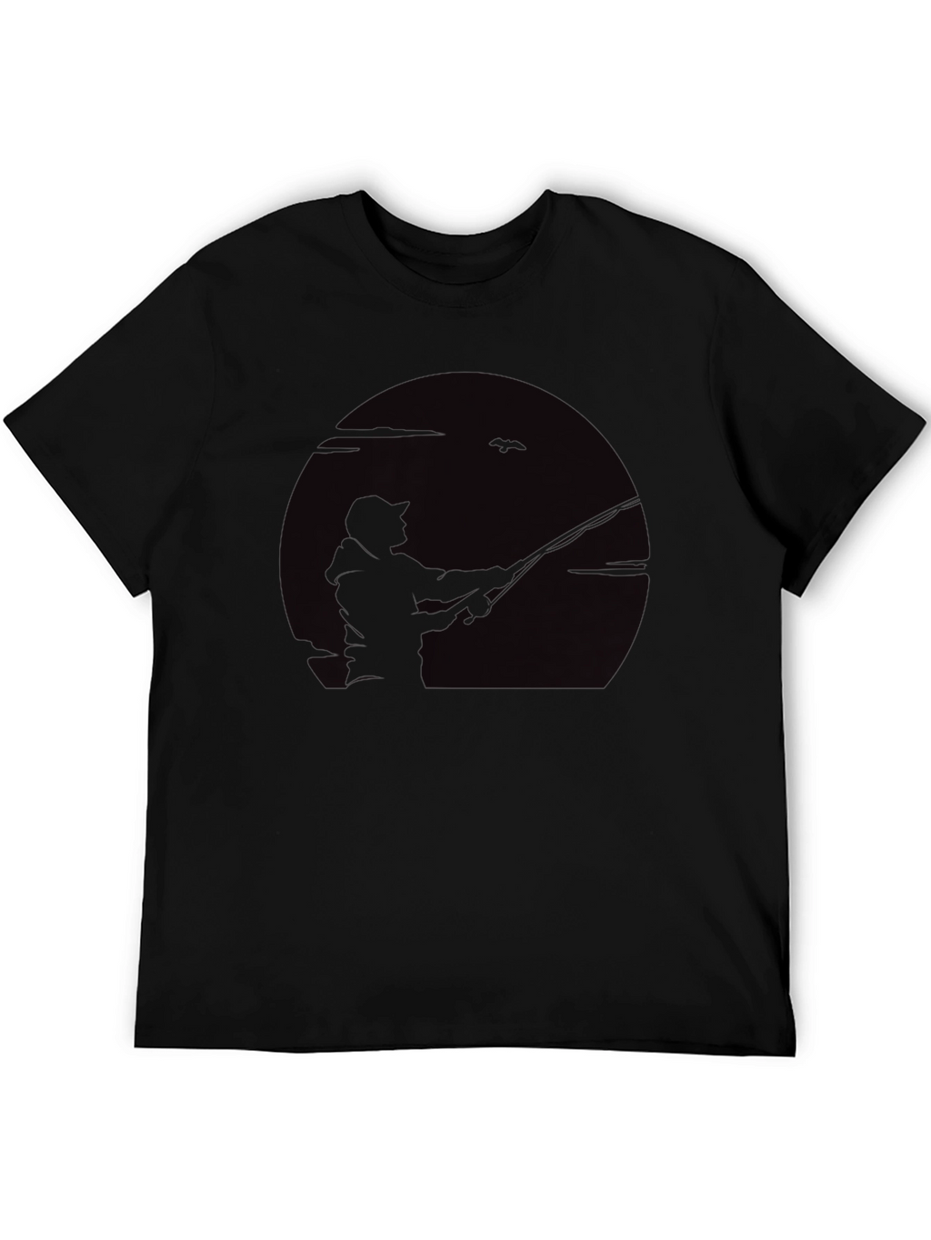 Fisherman Silhouette Graphic Tee - Black