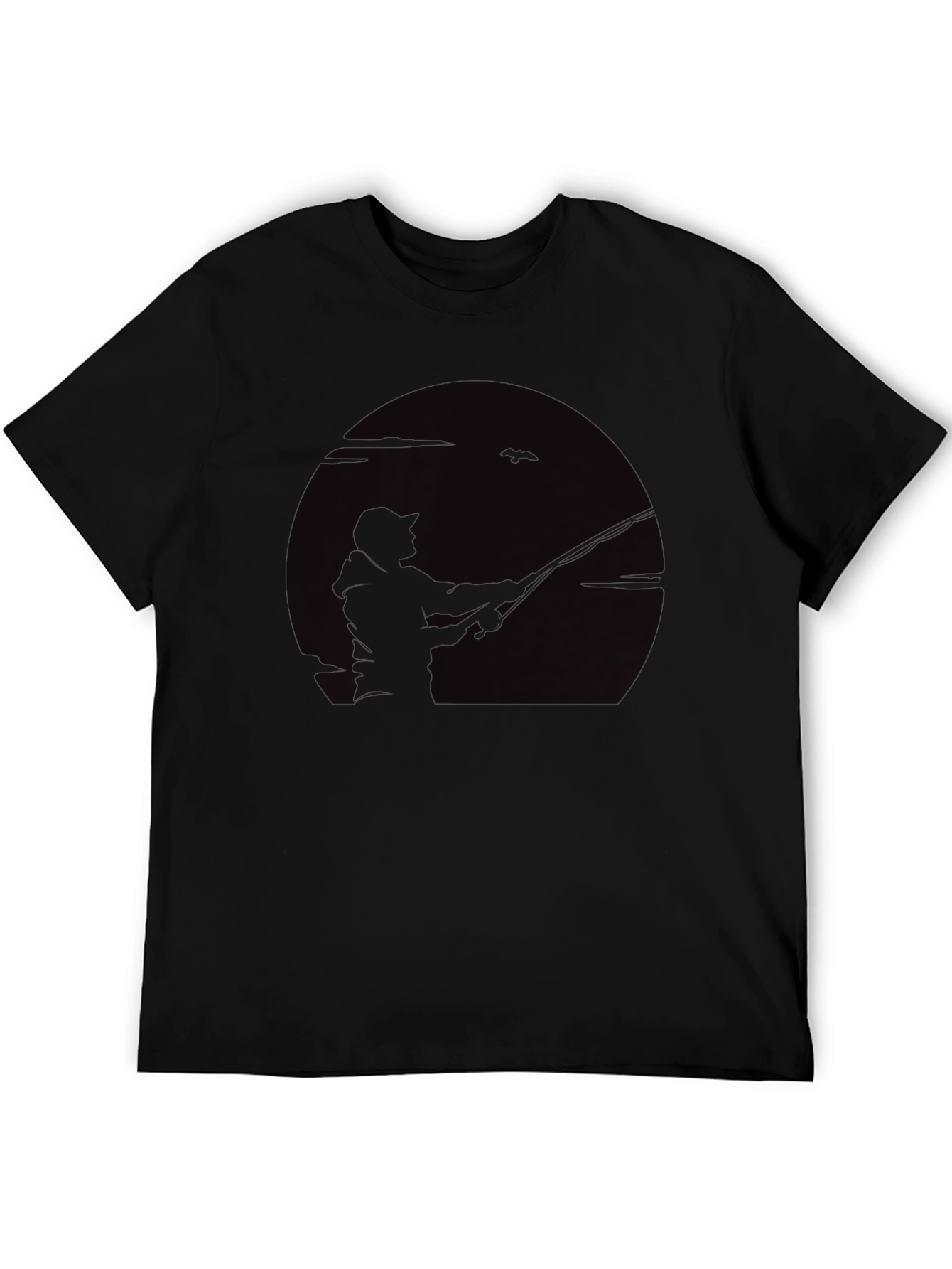 Fisherman Silhouette Graphic Tee - Black