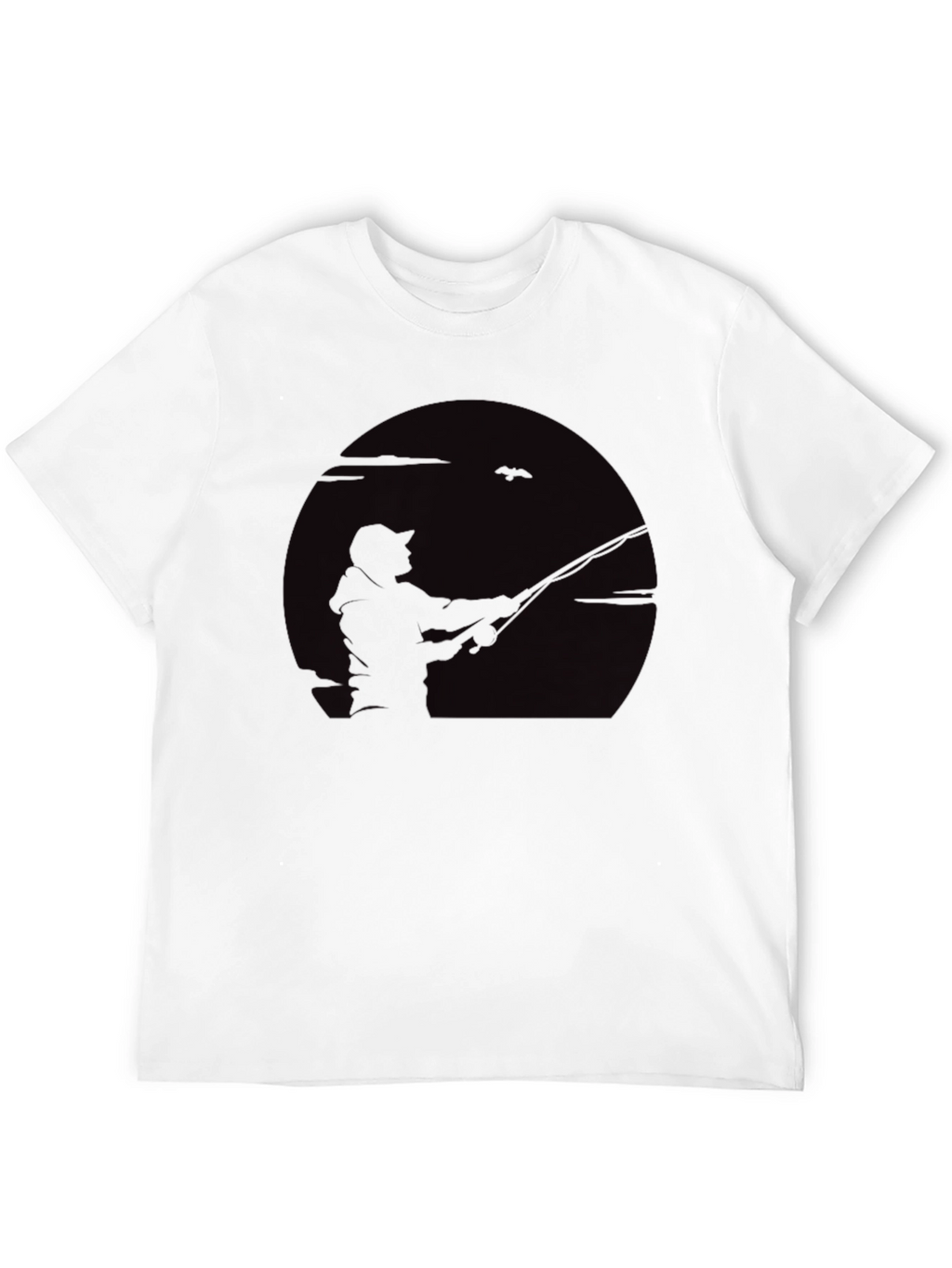 Fisherman Silhouette Graphic Tee - Black