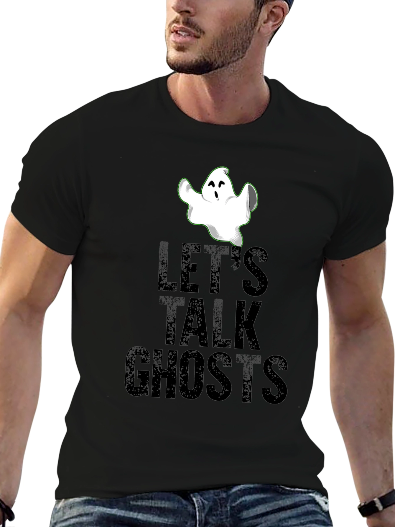 Lets Talk Ghosts Black Graphic T-Shirt