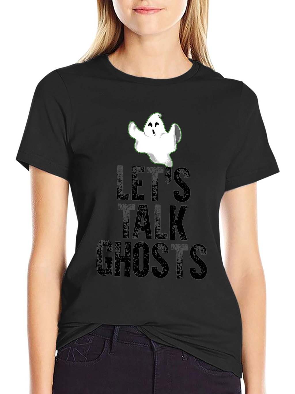 Lets Talk Ghosts Black Graphic T-Shirt