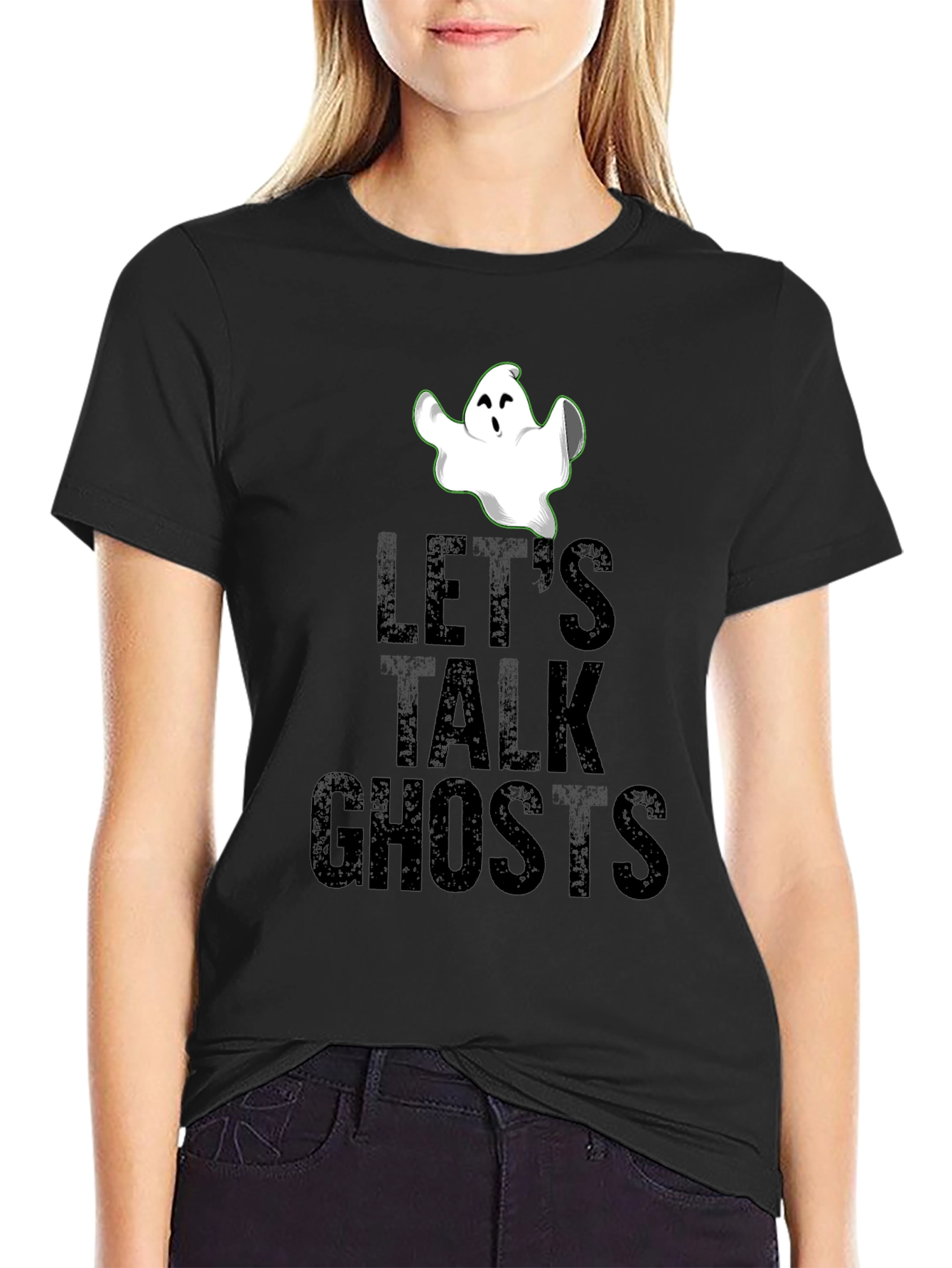 Lets Talk Ghosts Black Graphic T-Shirt