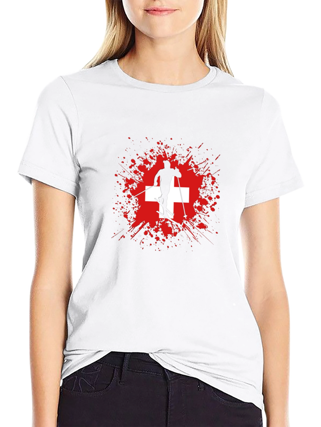 Swiss Skier Graphic Tee - Black