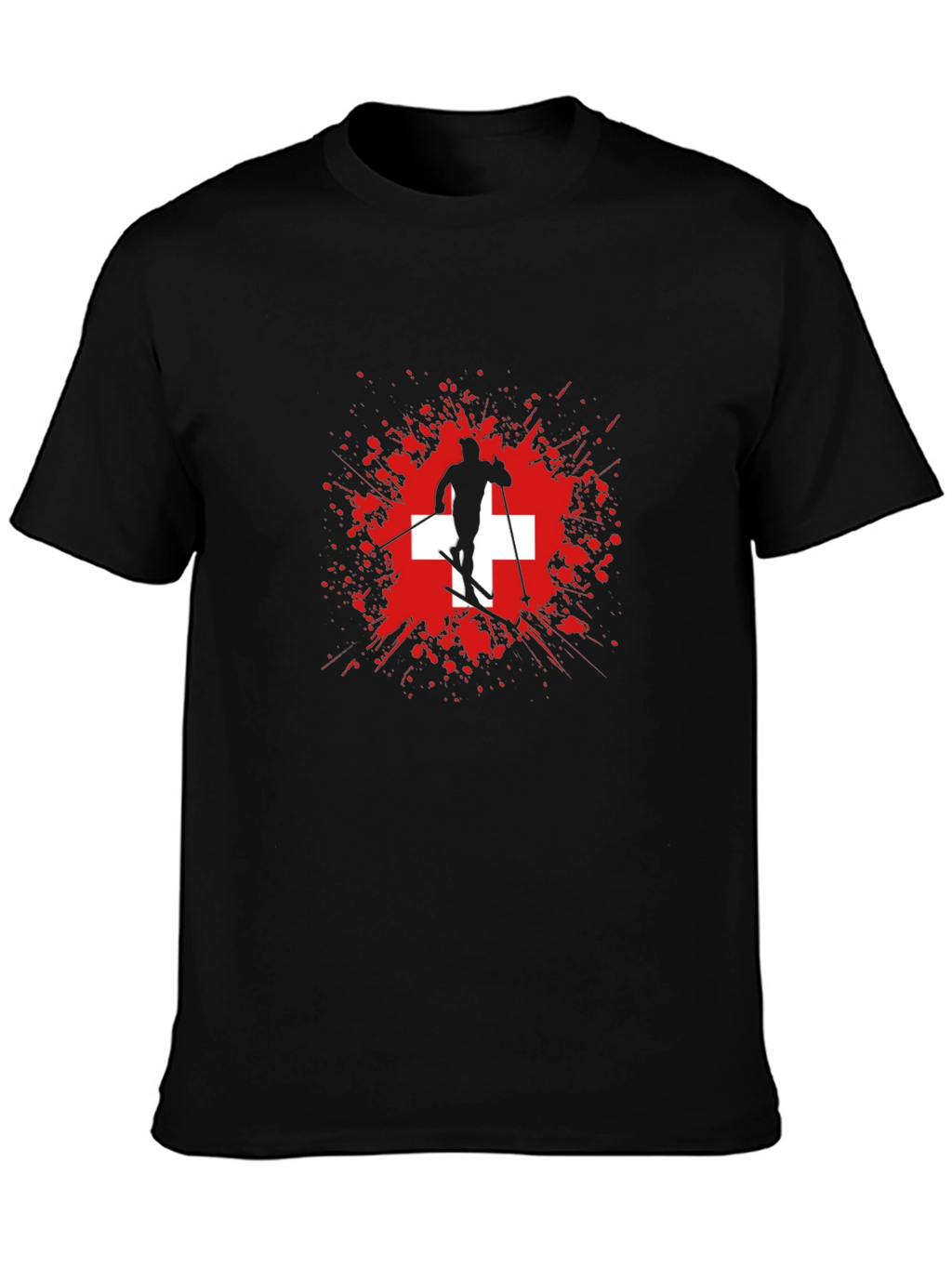 Swiss Skier Graphic Tee - Black