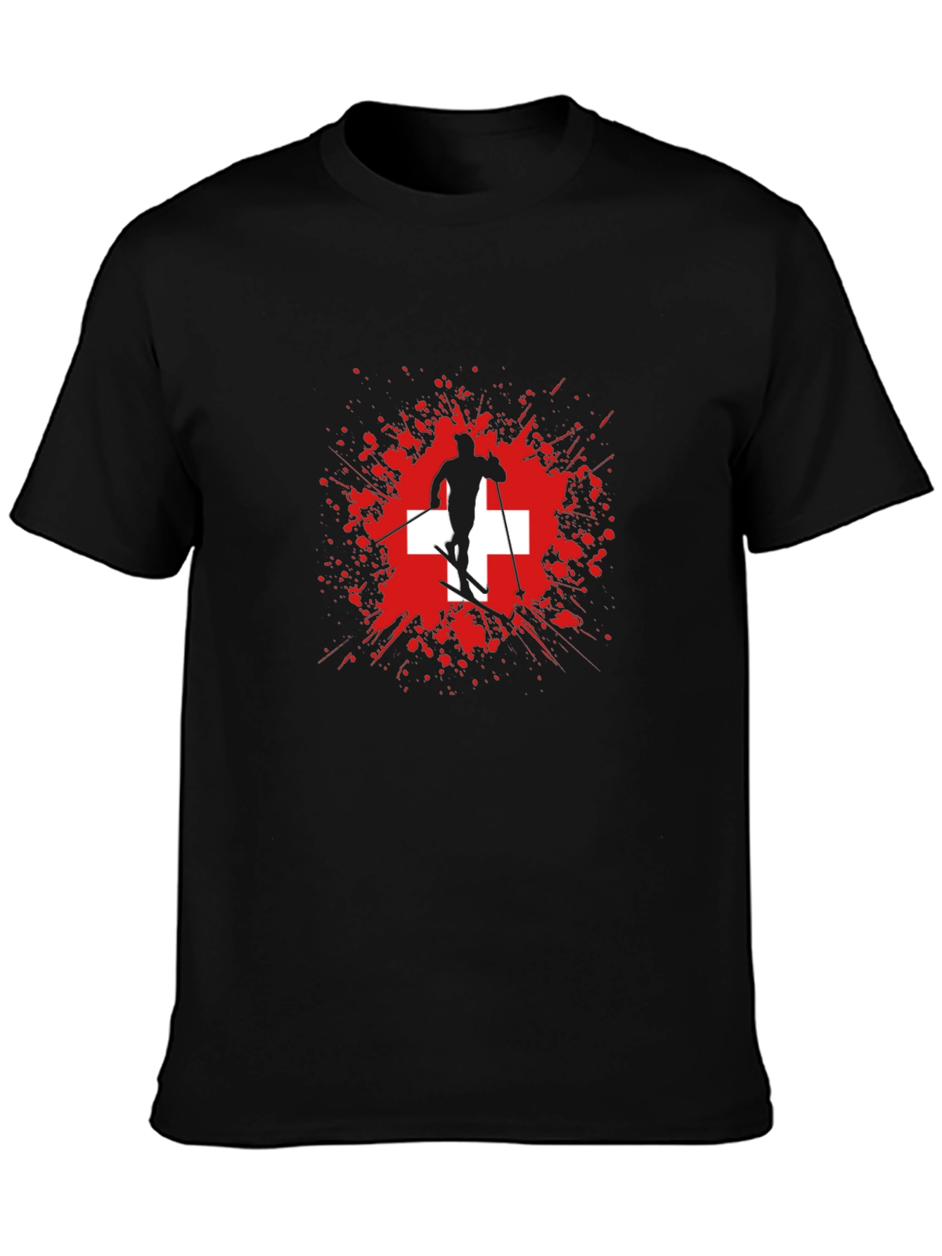 Swiss Skier Graphic Tee - Black