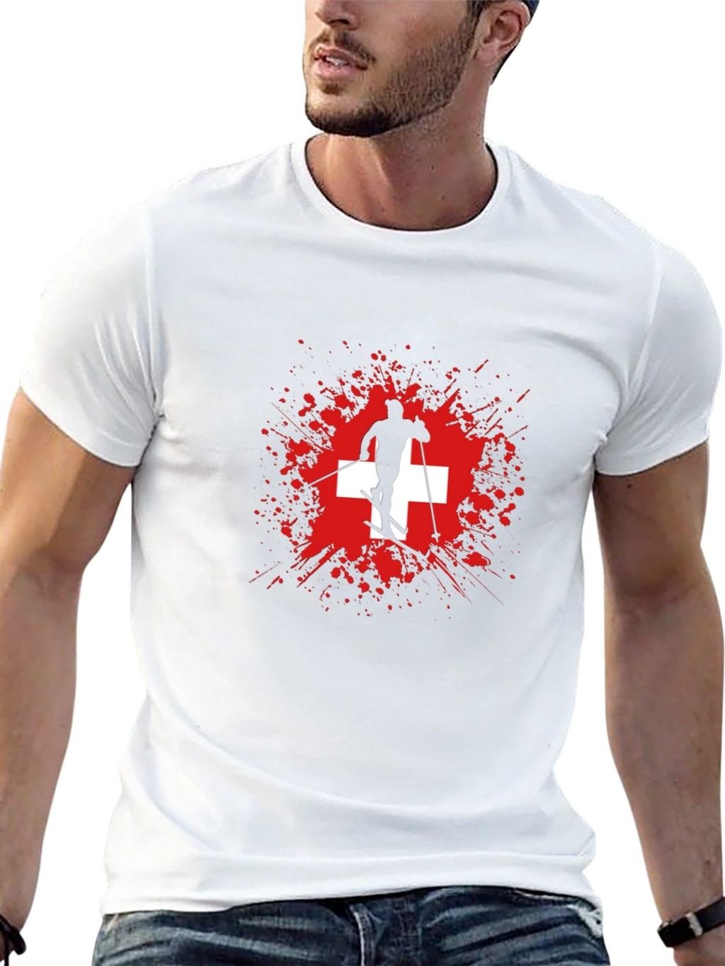 Swiss Skier Graphic Tee - Black