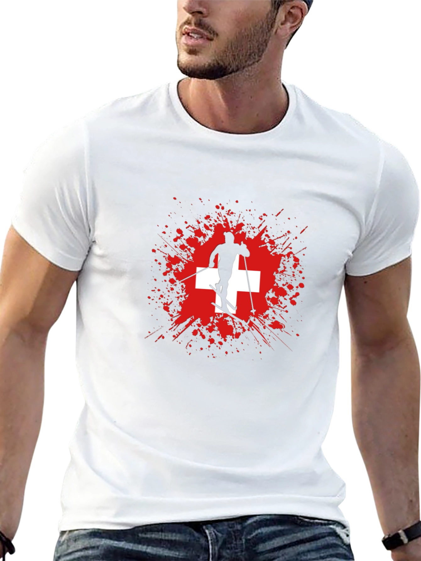 Swiss Skier Graphic Tee - Black