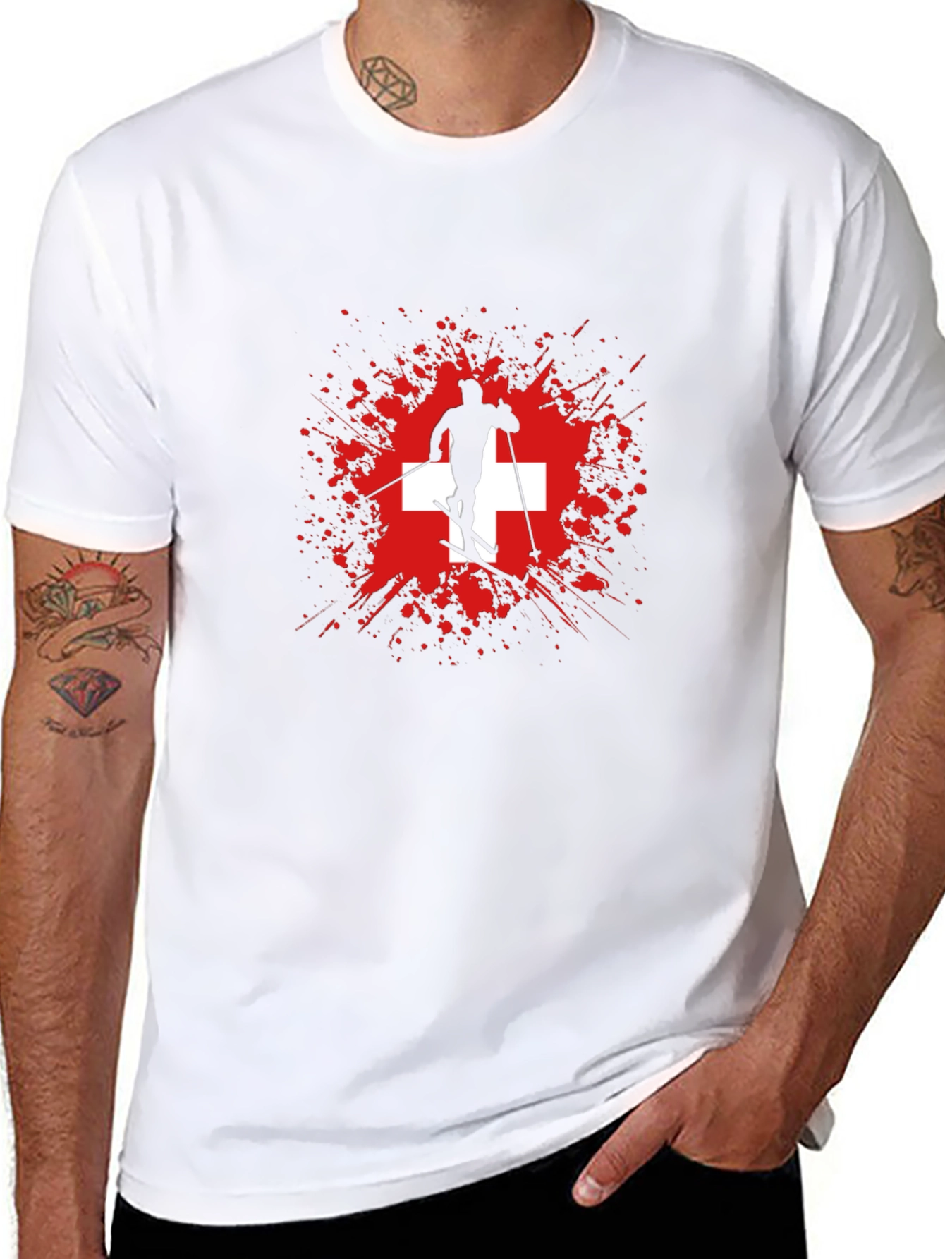 Swiss Skier Graphic Tee - Black