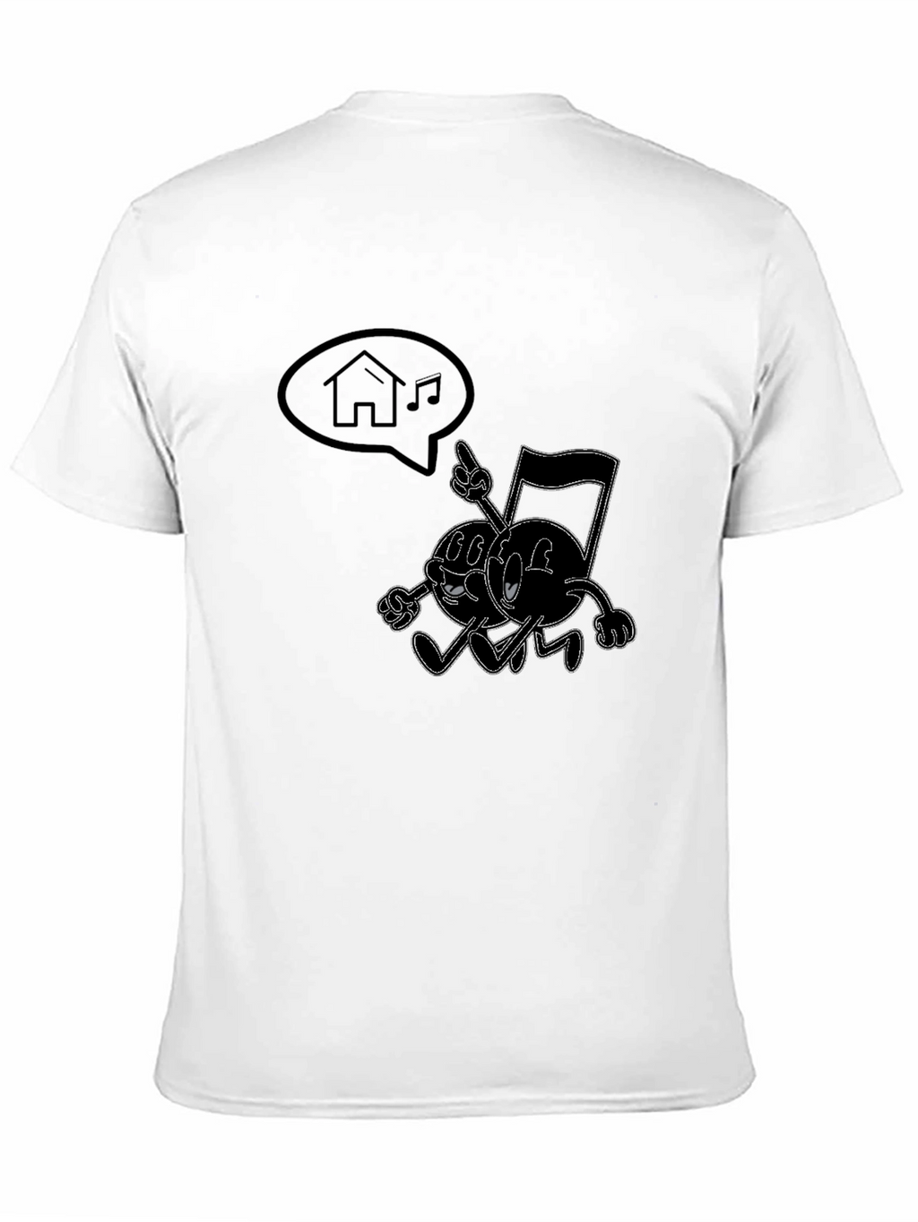 Retro Music Notes Graphic Tee - Black Cotton Shirt
