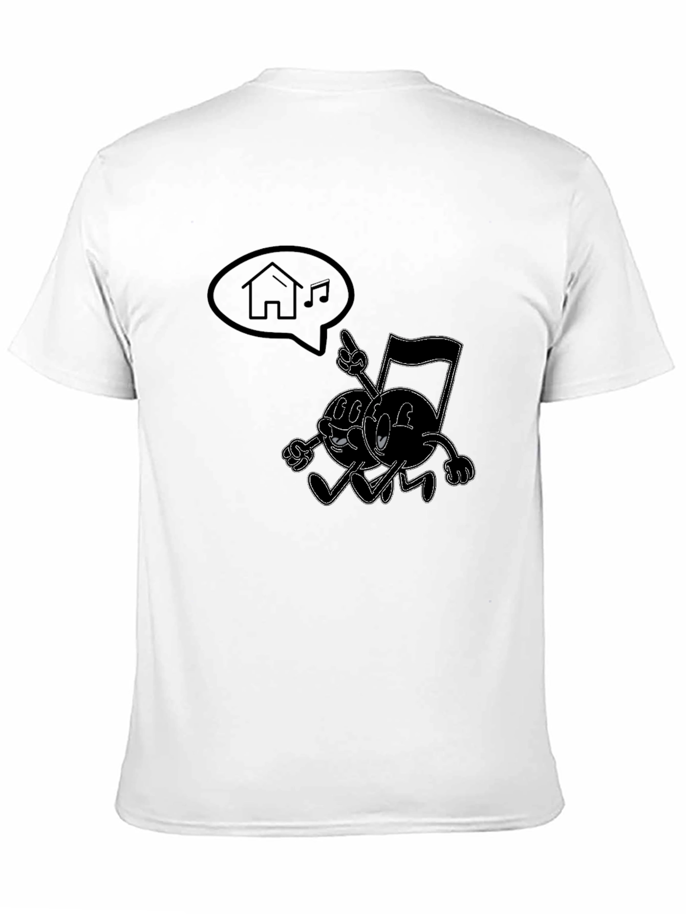Retro Music Notes Graphic Tee - Black Cotton Shirt